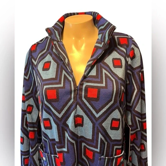 Tuckernuck Blue and Red Graphic Long Sleeve Blouse New with tag